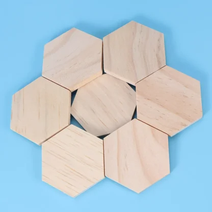 10pcs 1cm thick Wooden Slices Hexagonal Blank Wooden Pieces Discs Wood Ornaments For Painting Architecture Model Home Decoration - Image 5