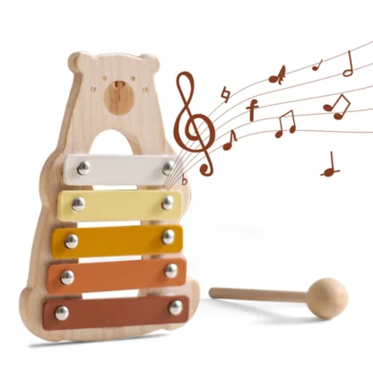 Baby Wooden Musical Instruments Toys Montessori Toys Cartoon Bear Multifunctional Percussion Instruments Piano Education Toys