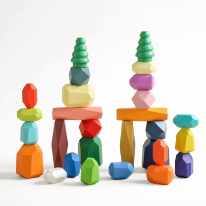 Wooden Sorting Stacking Rocks Stones Sensory Toddler Toys Learning Montessori Toys Building Blocks Game for Kids Birthday Gifts