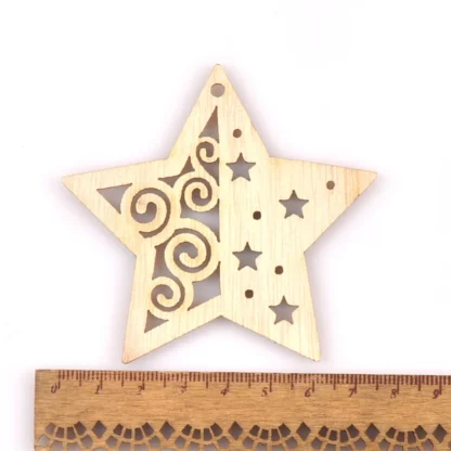 5pcs Mixed Christmas Tree Angel Star Natural Wooden Pendant With Hemp Rope Decoration DIY Handmade Crafts Xmas Home Gift m2557 - Image 5