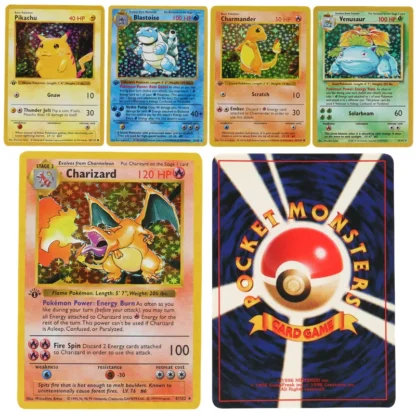 151Pcs 1996 1st Edition Pokemon Foil Flash Cards Pikachu Charizard Blastoise Venusaur Mewtwo Game Collection Cards - Image 2