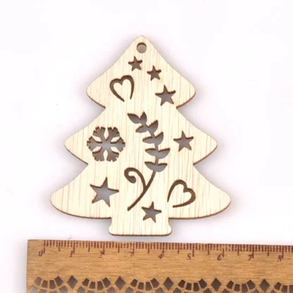 5pcs Mixed Christmas Tree Angel Star Natural Wooden Pendant With Hemp Rope Decoration DIY Handmade Crafts Xmas Home Gift m2557 - Image 4