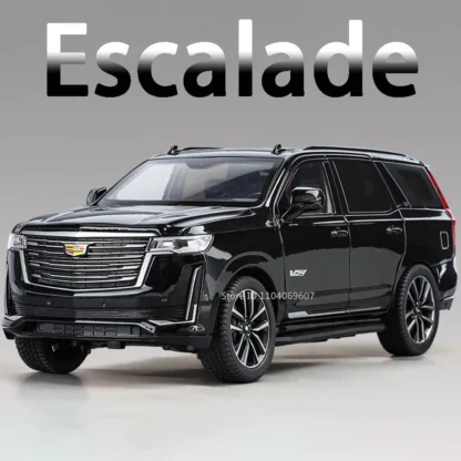 1:24 Escalade Metal Diecast Model Toy Cars 5 Doors Opened Sound Light Shock Absorption Pull Back Ornament Vehicle Gifts for Kids