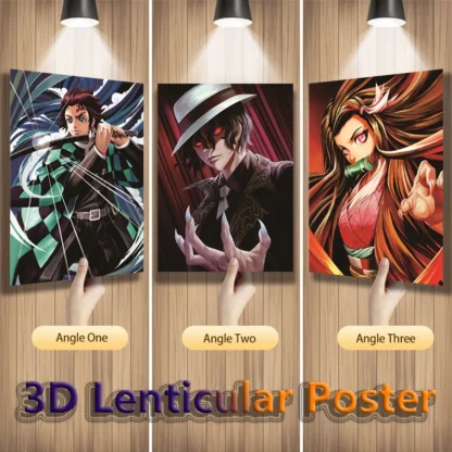 Tanjirou Kibutsuji Muzan Nezuko Demon Slayer Anime 3D Motion Lenticular Poster Pictures For Room Decor Wall Art Without Frame 1