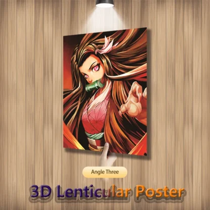 Tanjirou Kibutsuji Muzan Nezuko Demon Slayer Anime 3D Motion Lenticular Poster Pictures For Room Decor Wall Art Without Frame 4