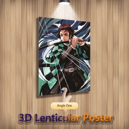 Tanjirou Kibutsuji Muzan Nezuko Demon Slayer Anime 3D Motion Lenticular Poster Pictures For Room Decor Wall Art Without Frame 2