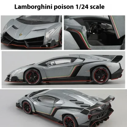 1:24 Lamborghini Poison Veneno Car Alloy Car Diecast Metal Model Sound Light Pull Back Toy Collect Gift Box Ornaments Kids Toys - Image 4