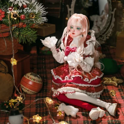 ShugaFairy Delia 1/4 Bjd Dolls Fullset Original Face Snowflake Makeup Winter Christmas Style Snow Elf Cake Dress Resin Dolls - Image 5