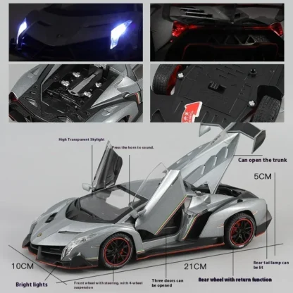 1:24 Lamborghini Poison Veneno Car Alloy Car Diecast Metal Model Sound Light Pull Back Toy Collect Gift Box Ornaments Kids Toys - Image 3