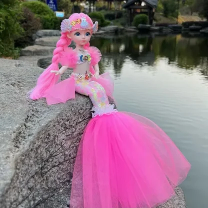 Cute Mermaid Doll Bjd with Light Singing Music Song 12inch Baby Mermaid Toys Joint Movable Mermaid Doll Dress-up Toy Girls Gift - Image 3