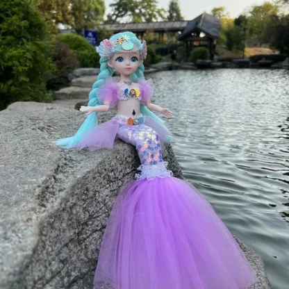 Cute Mermaid Doll Bjd with Light Singing Music Song 12inch Baby Mermaid Toys Joint Movable Mermaid Doll Dress-up Toy Girls Gift - Image 2