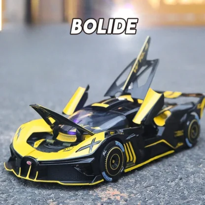 Spray 1/24 Bugatti Bolide Supercar Alloy Model Sound Light Diecast Toy Vehicle Boy Car Toy Gift Collectable Miniature Home Decor - Image 3