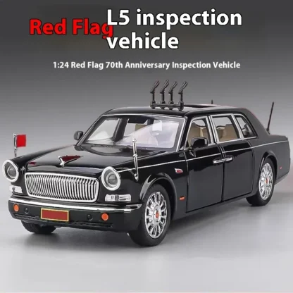 Simulation 1:24 HONGQI L5 Alloy Limousine Luxy Car Diecast Model 70th Anniversary Parade Car Collect Hobby Model Ornaments Gift - Image 6