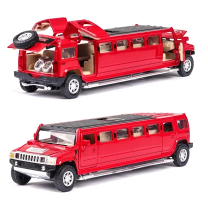 1:32 Alloy Lengthen Hummer Limousine Car Model Metal Diecasts Vehicles With Sound Light Pull Back Car Collection Toys Kids Gifts - Image 3