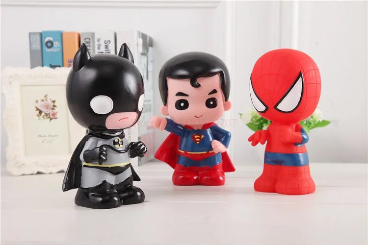 Cute Marvel Figures Anime Spiderman Iron Man America Captain America Hulk Avengers Originality Piggy Bank Kid Figure Doll Gift