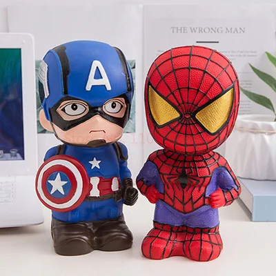 Cute Marvel Figures Anime Spiderman Iron Man America Captain America Hulk Avengers Originality Piggy Bank Kid Figure Doll Gift