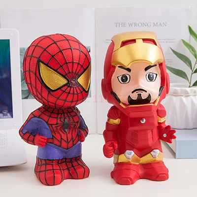 Cute Marvel Figures Anime Spiderman Iron Man America Captain America Hulk Avengers Originality Piggy Bank Kid Figure Doll Gift