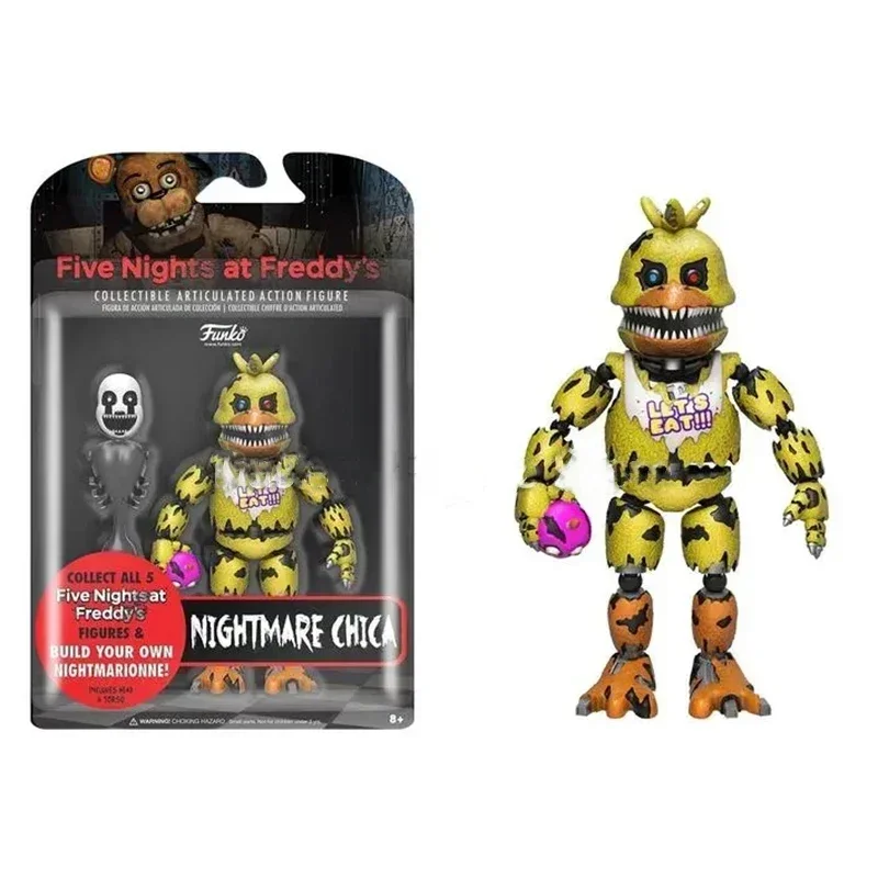 14CM FNAF Figures Nightmare Freddy Bonnie Foxy Chica Action Figure Movable Blacklight Freddy Frostbe PVC Model Collection Toys