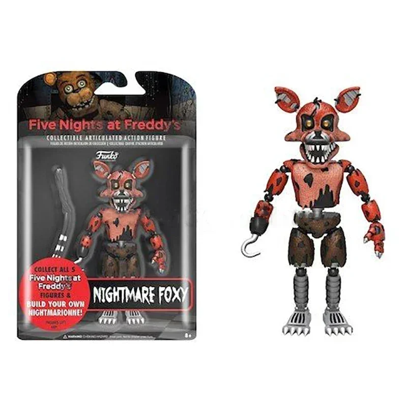 14CM FNAF Figures Nightmare Freddy Bonnie Foxy Chica Action Figure Movable Blacklight Freddy Frostbe PVC Model Collection Toys