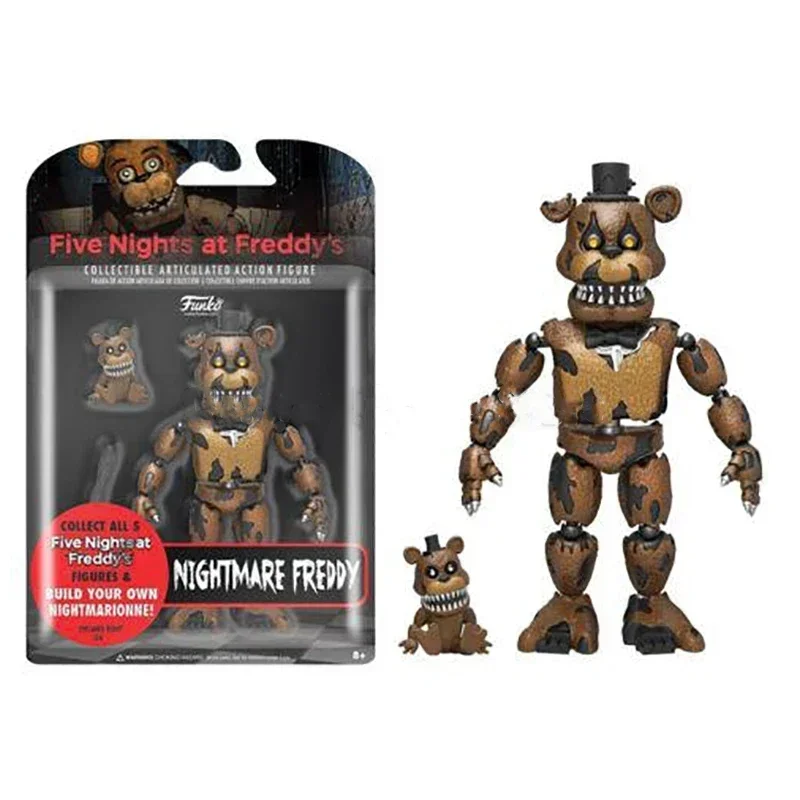 14CM FNAF Figures Nightmare Freddy Bonnie Foxy Chica Action Figure Movable Blacklight Freddy Frostbe PVC Model Collection Toys