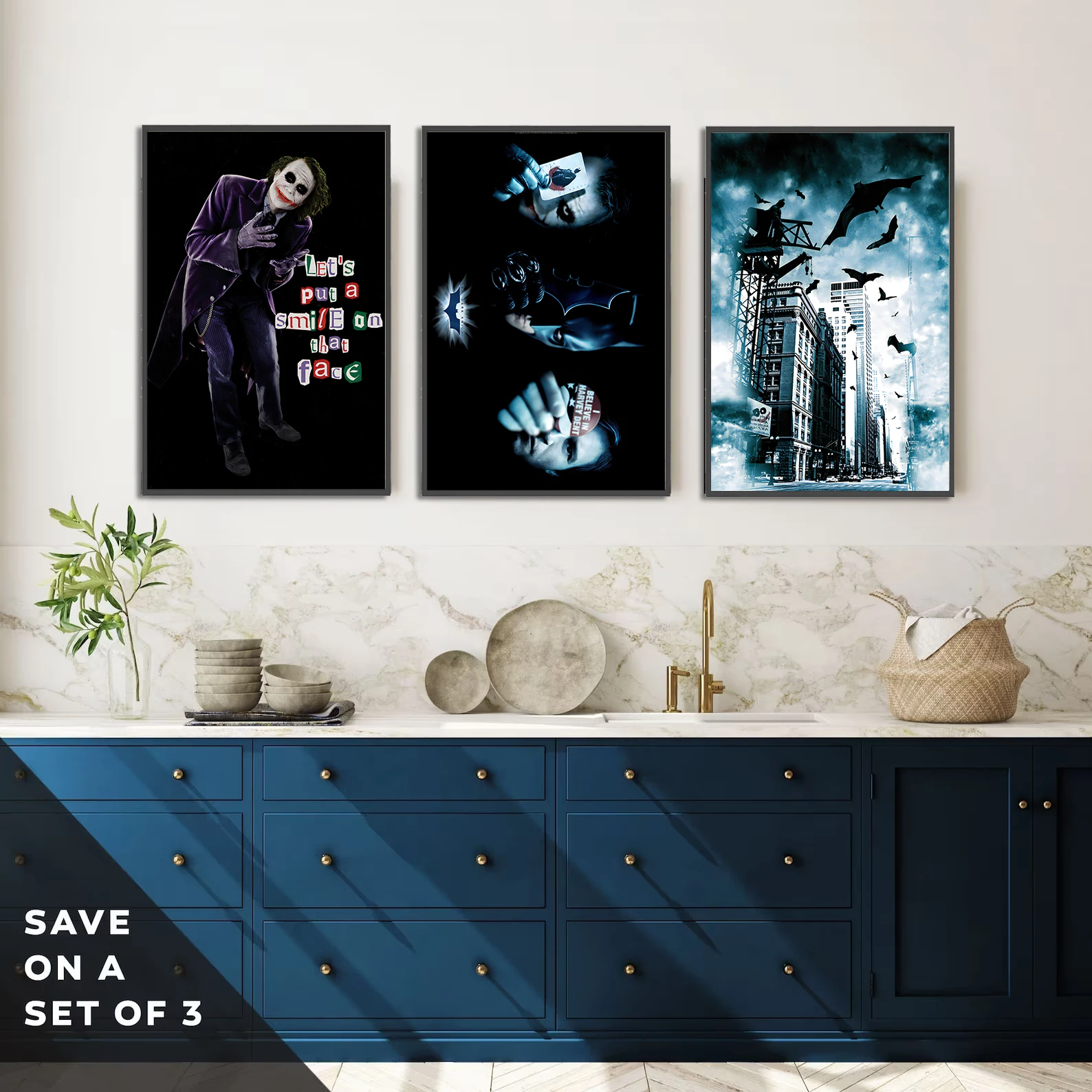 DC Batman The Dark Knight Self-adhesive Poster Movie Figures Home Decoration Painting Wall Art Bedroom Cartoons Decor Wallpaper