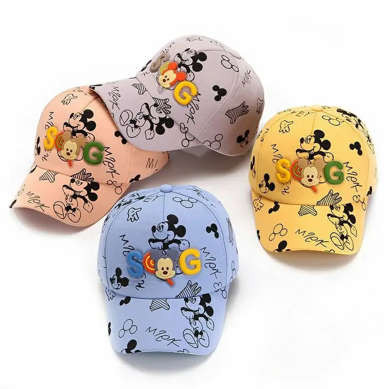 Disney Mickey 2025 New Kids Hat Cartoon Fashion Boys Sun Hat Luxury Brand High Quality Adjustable Outdoor Kids Baseball Cap