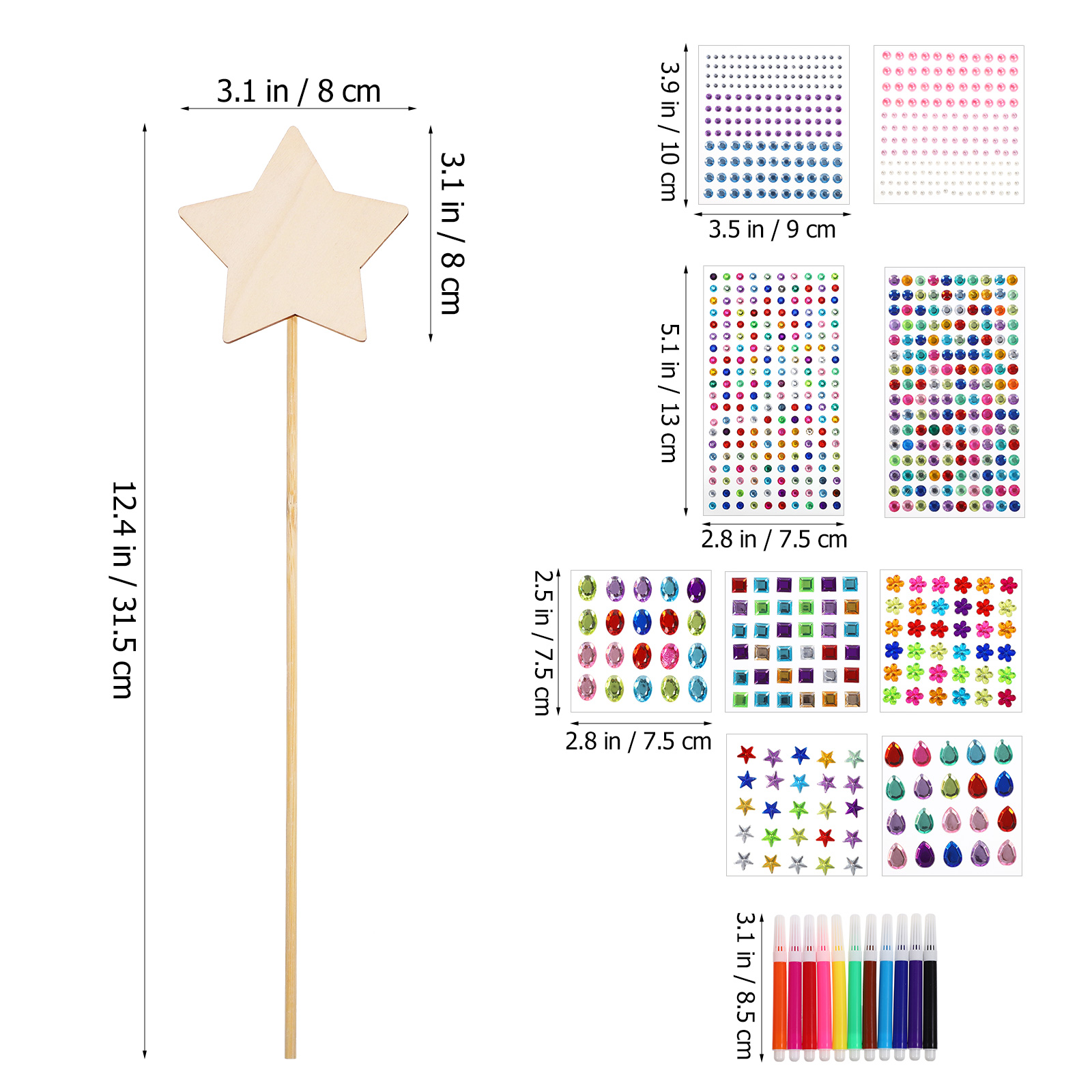 Fairy Wand Princess Wands For Girls Crafts Party Plain Wood Unfinished Unpainted Wooden Coloring Gift