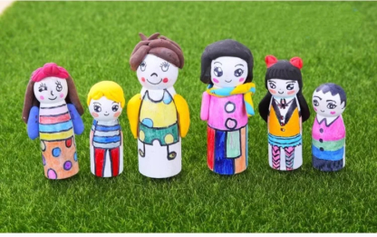 50 DIY Wooden Peg Dolls Family Kit - Unfinished Blank Peg People to Paint and Customize - Arts and Crafts Supplies