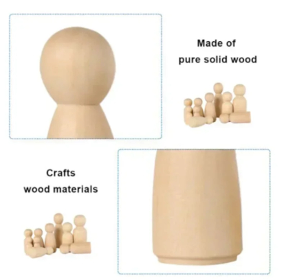 50 DIY Wooden Peg Dolls Family Kit - Unfinished Blank Peg People to Paint and Customize - Arts and Crafts Supplies - Image 6