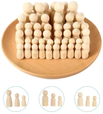 50 DIY Wooden Peg Dolls Family Kit - Unfinished Blank Peg People to Paint and Customize - Arts and Crafts Supplies - Image 5