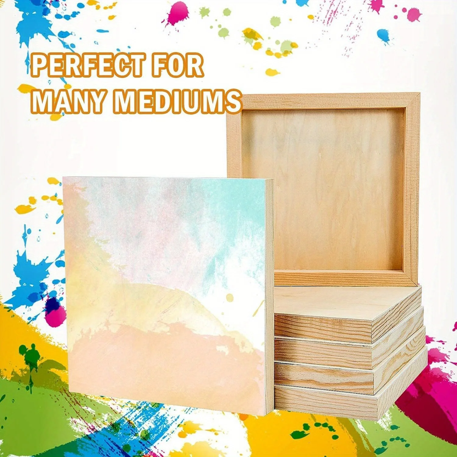 12pcs Wood Canvas Board Drawing Square Wooden Panels Art Wood Boards for DIY Painting Crafts Supplies