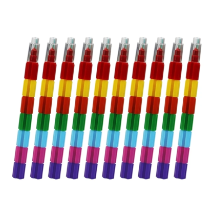 10PCS Stackable 10 Color Building Blocks Crayon Pen Birthday Party Gift Bag Fillers for Kid Student Drawing - Image 4