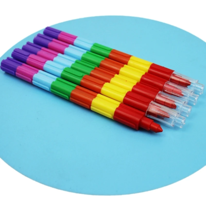 10PCS Stackable 10 Color Building Blocks Crayon Pen Birthday Party Gift Bag Fillers for Kid Student Drawing - Image 2