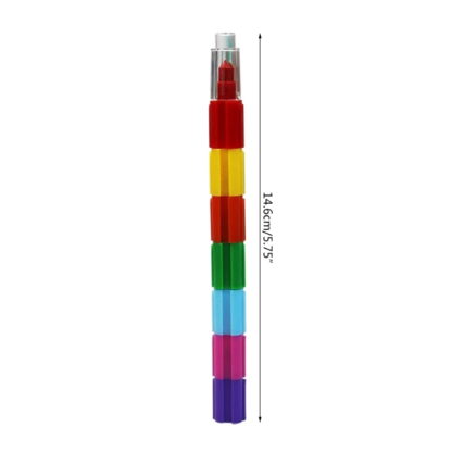 10PCS Stackable 10 Color Building Blocks Crayon Pen Birthday Party Gift Bag Fillers for Kid Student Drawing - Image 6