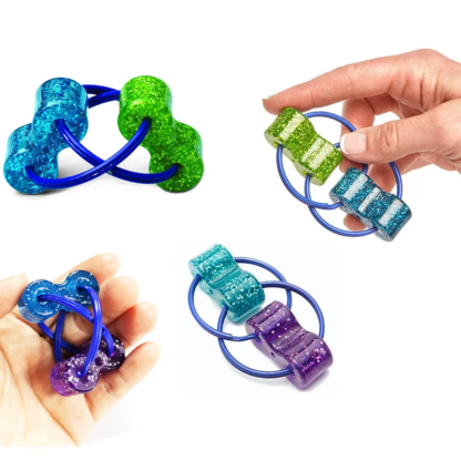 2 Pcs Decompression Chain Fidget Finger Spinner Sensory Toy Fun Keychain Give Children Best Enlightenment Birthday Gift