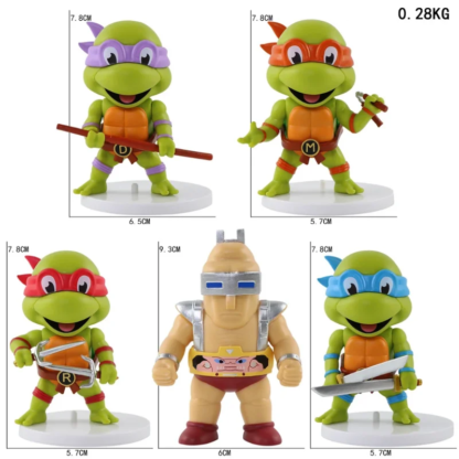 5 Pcs/Set Teenage Mutant Anime Ninja Turtles Q Version Figure 8-10cm Raphael Donatello Action Figurine Comic Character Ornaments - Image 6