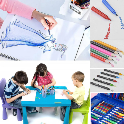 68PC Kids Painting Colored Pencil with Crayons Oil Pastels Watercolor Markers Set for Children Christmas Gift - Image 5