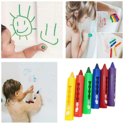 6Pcs Washable Crayon Kids Baby Bath Time Paints Drawing Pens Toy Halloween Makeup Pastel Baby Toys Bath Dessin Kredki Dla Dzieci - Image 2