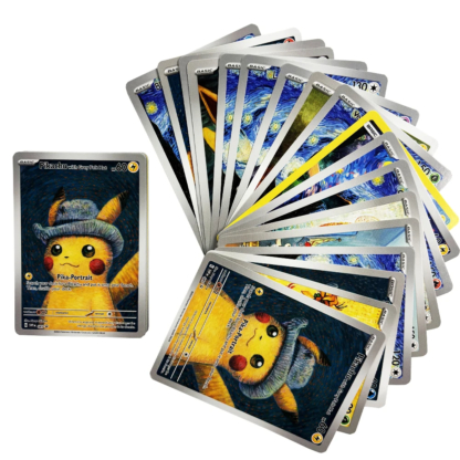 18pcs Van Gogh Pikachu Pokemon Collection Cards DIY Charizard Mewtwo Collection Card Anime Self Made Squirtle Cards Gift Toys