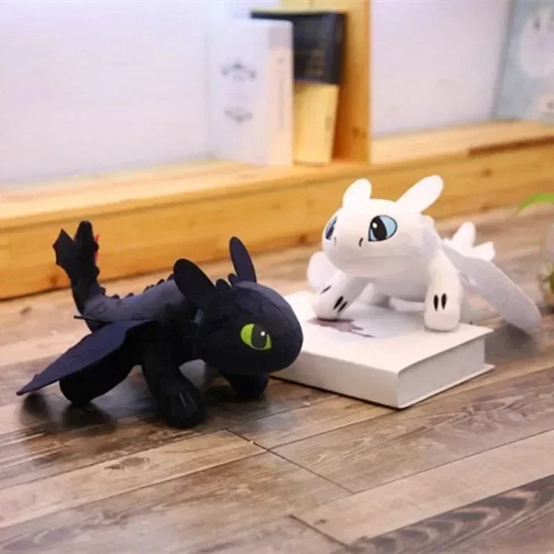 20cm Plushies Dragon Toys Toothless Toys Kawaii White Black Dinosaurs Animal Stuffed Plush Toys Kid Birthday Gifts for Kids Boy