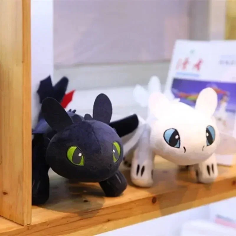 20cm Plushies Dragon Toys Toothless Toys Kawaii White Black Dinosaurs Animal Stuffed Plush Toys Kid Birthday Gifts for Kids Boy