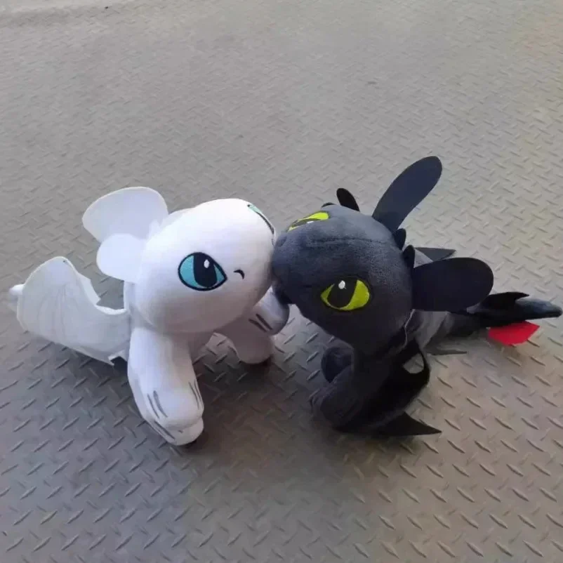 20cm Plushies Dragon Toys Toothless Toys Kawaii White Black Dinosaurs Animal Stuffed Plush Toys Kid Birthday Gifts for Kids Boy