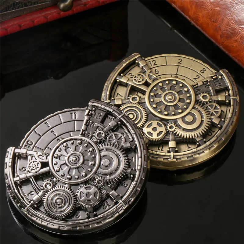 Steampunk Gear Design Metal Dice Spinner 7-in-1 Dice Turnable Rotating Roller for Role Play Gaming Accessory Wedding Gift Bag