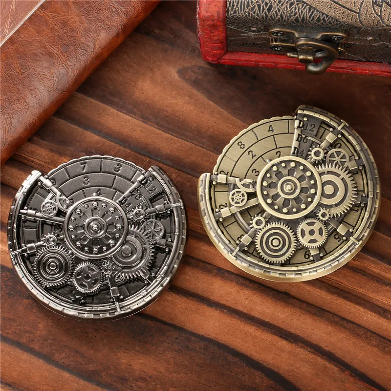 Steampunk Gear Design Metal Dice Spinner 7-in-1 Dice Turnable Rotating Roller for Role Play Gaming Accessory Wedding Gift Bag