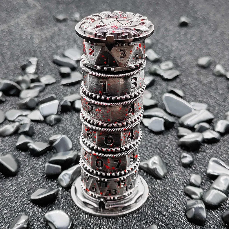 7-in-1 Mechanical Spinning Roulette DND Dice Towers Compass for RPG Role Playing COC Group Cthulhu Multifunctional Game Prop