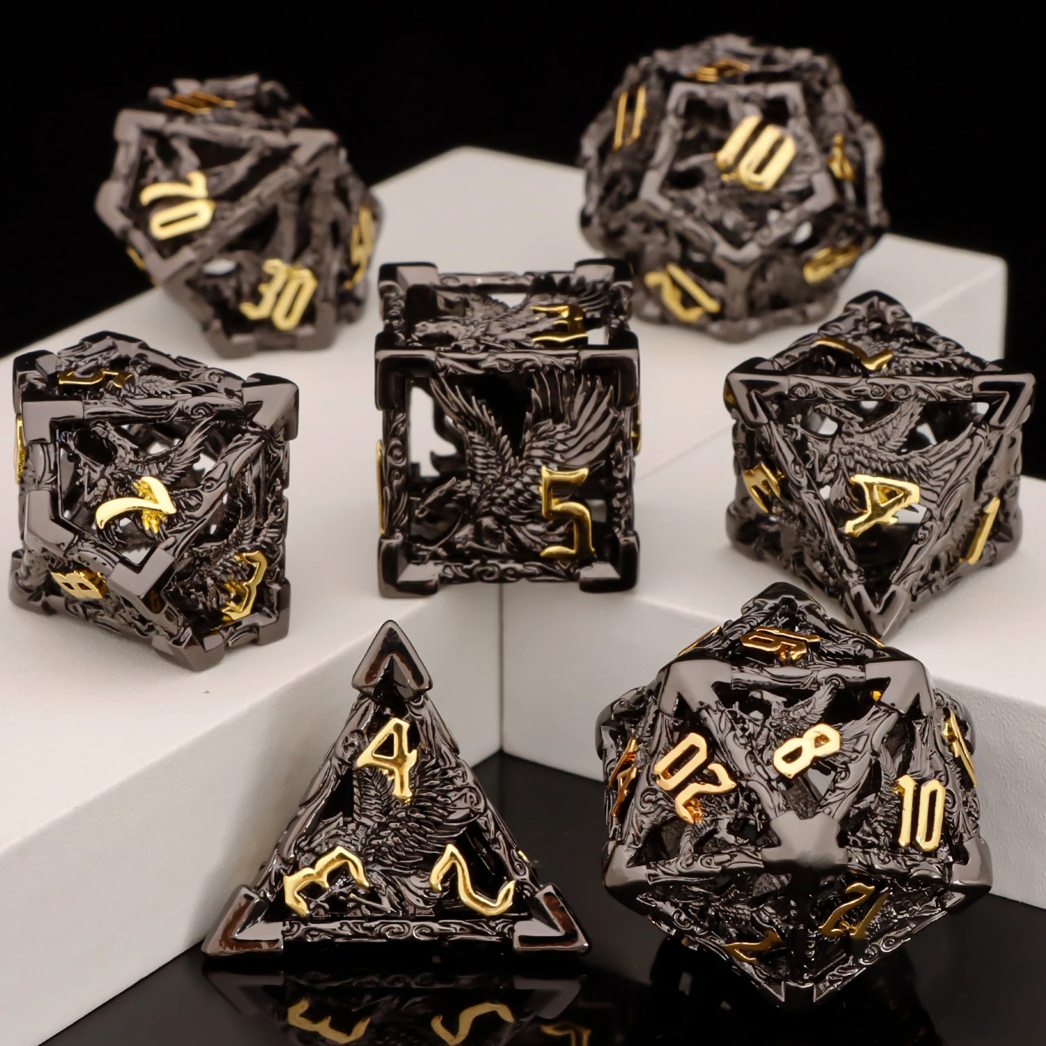 D&D D and D Flowing Sand Sharp Edge Dragon Resin Polyhedral Dice Set For RPG Role Playing Dungeon and Dragon Pathfinder  Boa