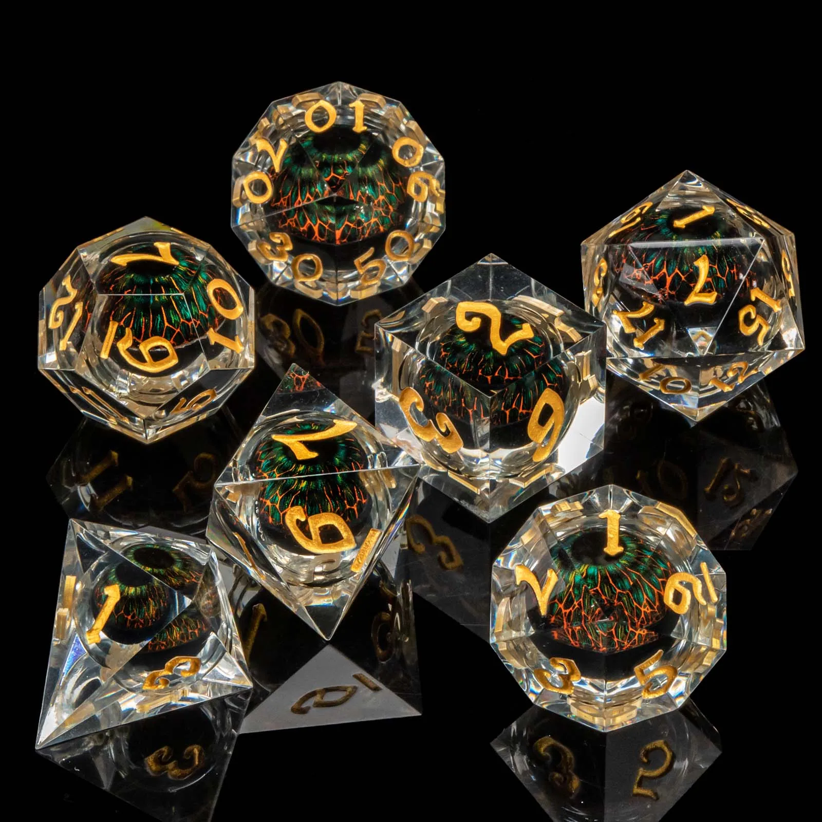 D&D D and D Flowing Sand Sharp Edge Dragon Resin Polyhedral Dice Set For RPG Role Playing Dungeon and Dragon Pathfinder  Boa