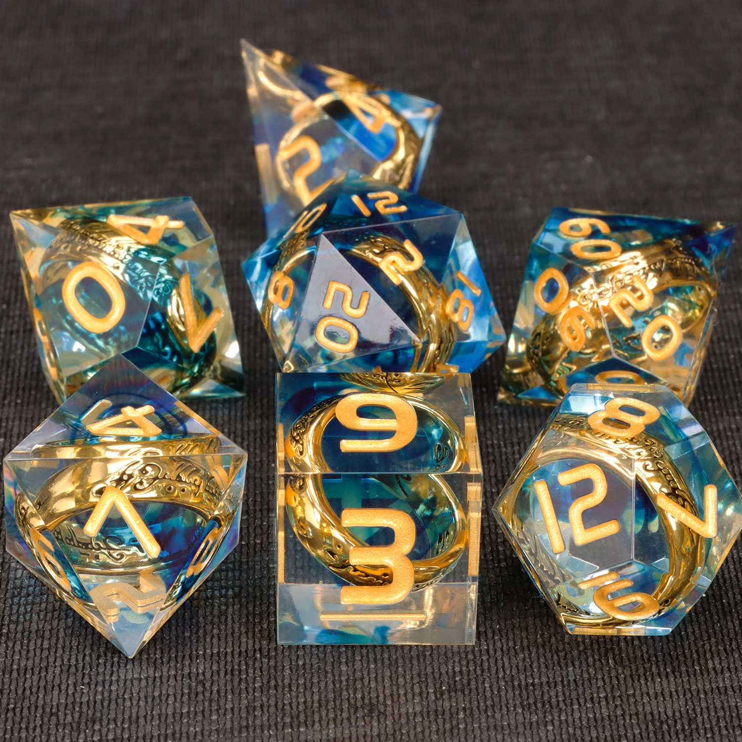 D&D D and D Flowing Sand Sharp Edge Dragon Resin Polyhedral Dice Set For RPG Role Playing Dungeon and Dragon Pathfinder  Boa