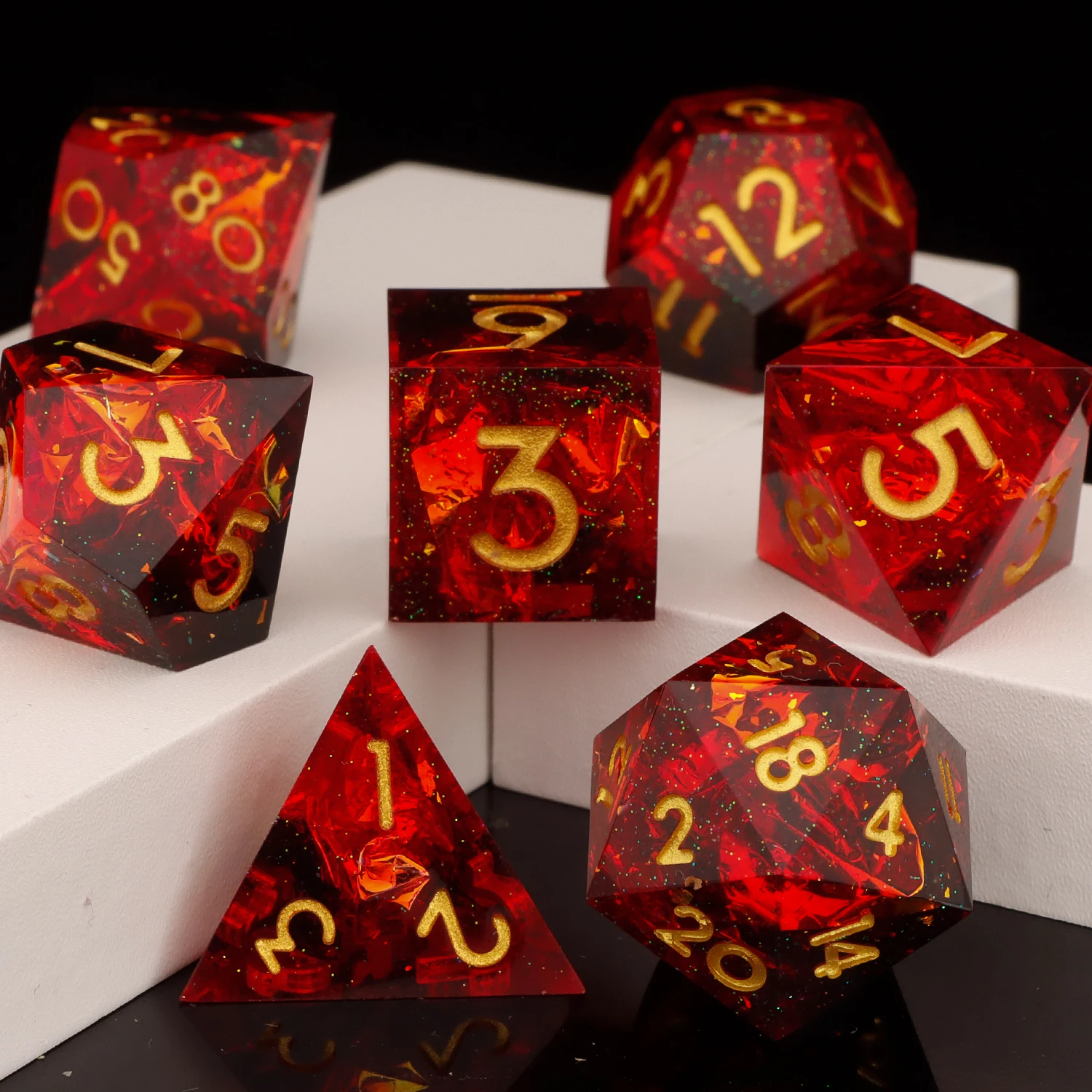 D&D D and D Flowing Sand Sharp Edge Dragon Resin Polyhedral Dice Set For RPG Role Playing Dungeon and Dragon Pathfinder  Boa