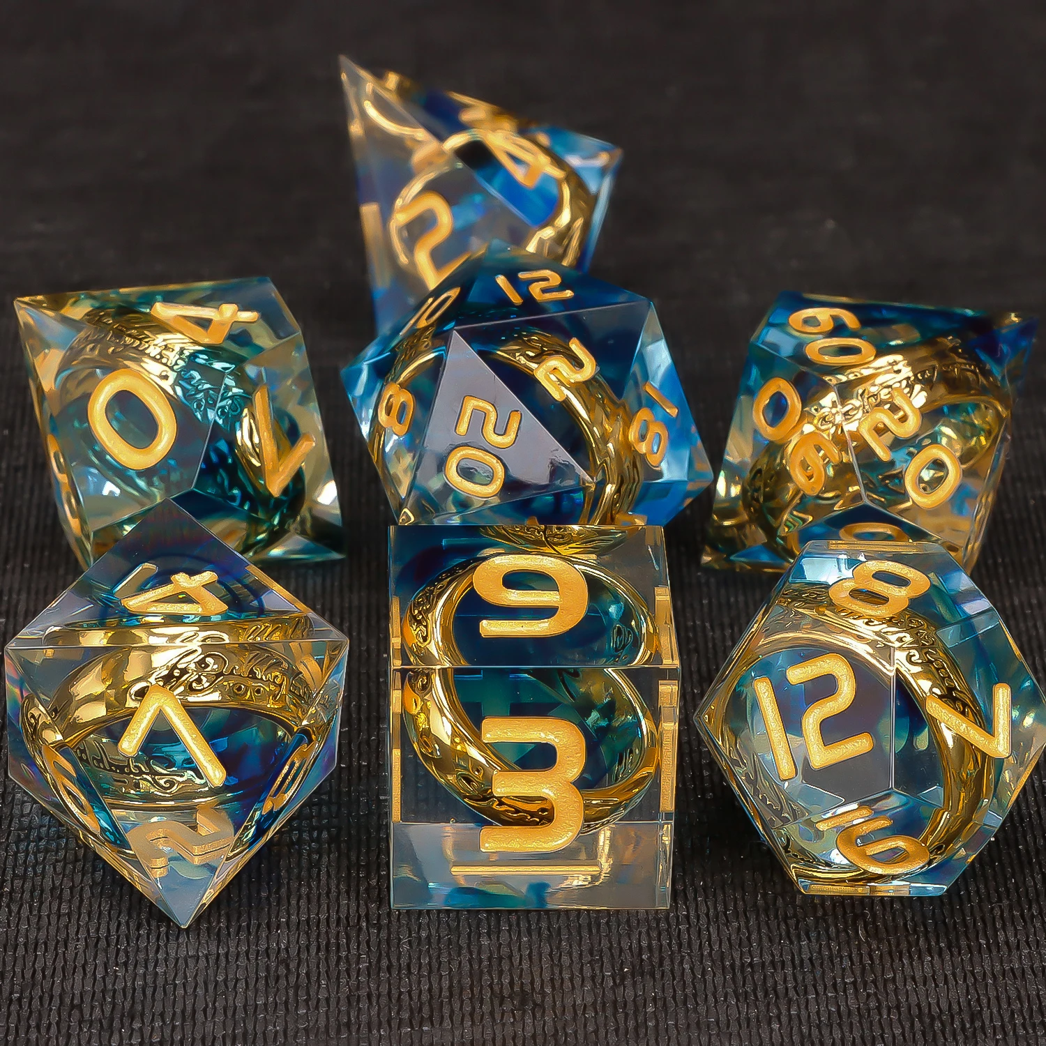 D&D D and D Flowing Sand Sharp Edge Dragon Resin Polyhedral Dice Set For RPG Role Playing Dungeon and Dragon Pathfinder  Boa